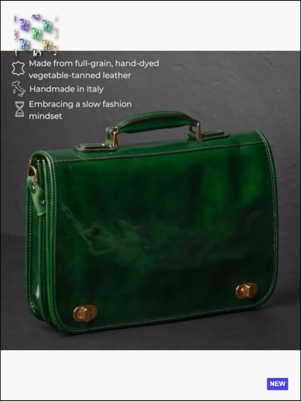 Leather Briefcase for Men - Italian Full Grain Laptop Bag Messenger Bag Gift Box